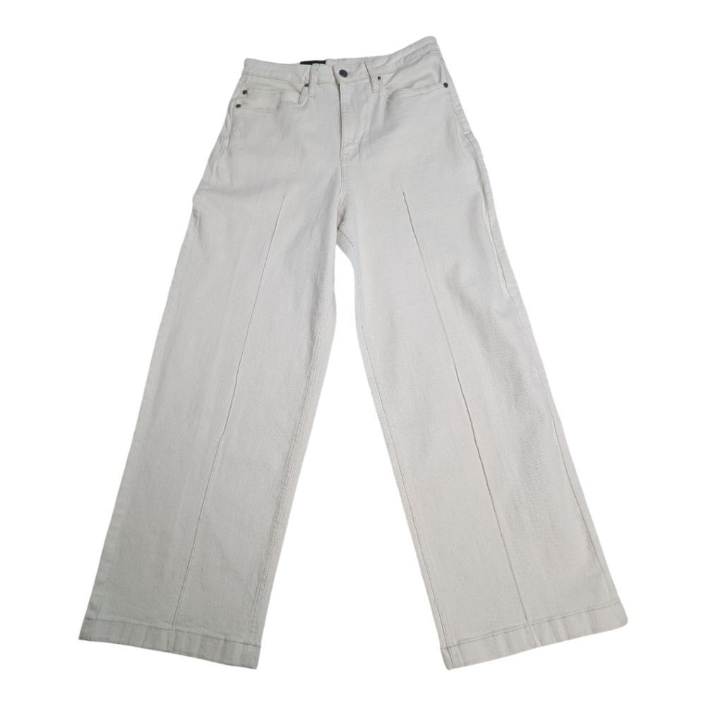 Kenneth Cole High Rise Wide Leg Off White Ecru Cotton Summer Jeans Size 8